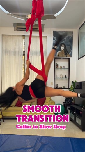 Coffin to slow drop roll down transition that you have to try 🙌🏼 #aerialists #aerialhammockdance #aerialdancetutorial