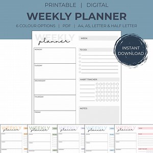 Printable Weekly Planner | Minimalist Weekly Schedule & Habit Tracker PDF - Etsy Canada