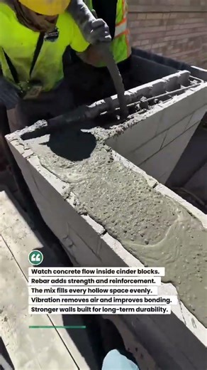 Fast Cinder Block Filling with Concrete! #construction #masonry #tools
