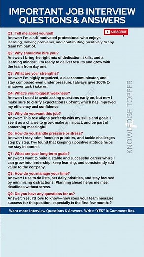 9 Most Important Job Interview Questions and Answers