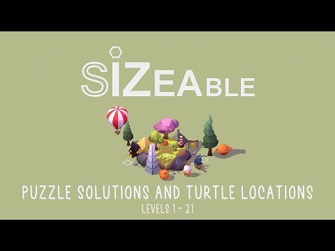 Sizeable - Level Solutions and Turtle Locations - Levels 1-21 (PC)