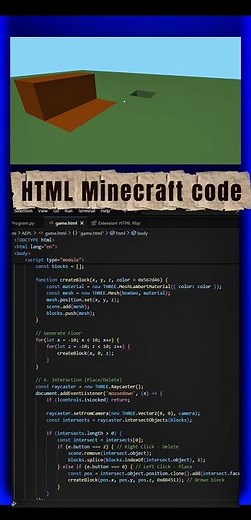 💀Html code of Minecraft☠️ #html #shorts