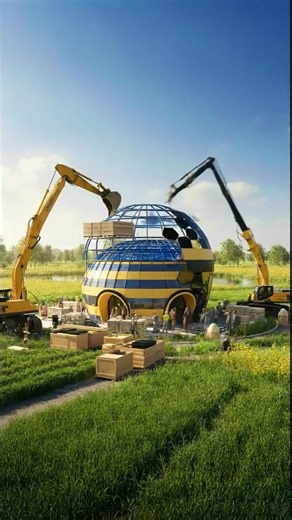 Futuristic Bee-Shaped Building Construction Simulation | 3D Step-by-Step Build