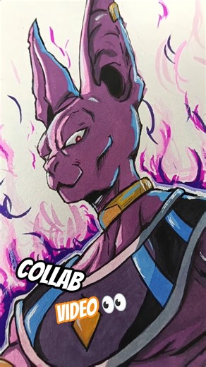 drawing Beerus 💜 | had an amazing Collab with ‪@hd-art0‬ ✨ #art #dbz #shorts
