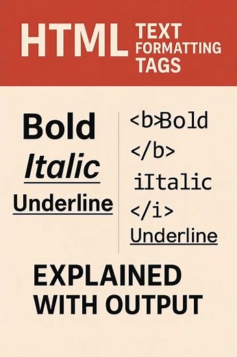 HTML Text Formatting Tags | Bold Italic Underline Explained with Output | CODER
