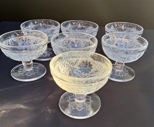 Indiana Glass Tiara Clear Sandwich Glass Low Sherbet Bowl Lot of 7 Excellent Condition! - Etsy