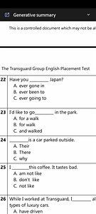 Generative summaryThis is a controlled document which may not... | Filo