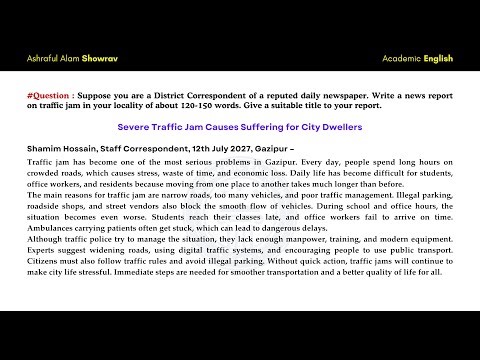 HSC English 2nd Paper Report Writing on Traffic Jam 🔥 Get Common + Full Marks (10/10) in 2026