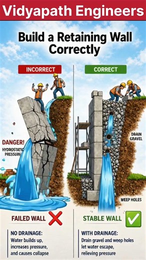 Correct vs Incorrect Retaining Wall #vidyapathengineers