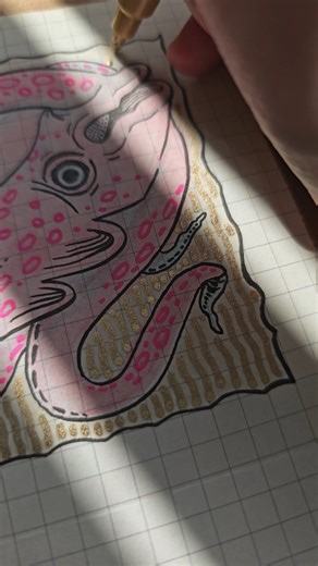 St. Augustine Monster Bestiary art! It's always nice to bring out the gold marker. 🌟 This is a weird cryptid - and not what you expect at all! Excited to share more about it another time. #cryptids #art #bestiary #drawing #markerart | Ballyraven