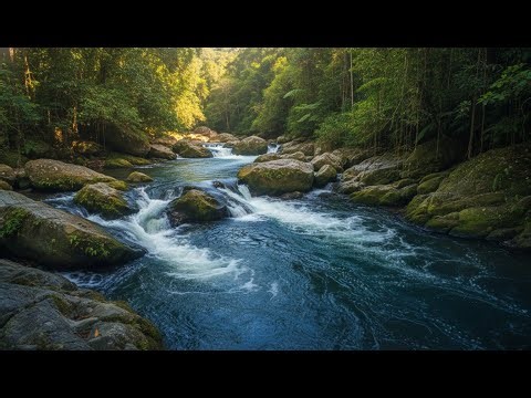 Forest Day Ambience – Running Stream & Bright Birds for Relaxation