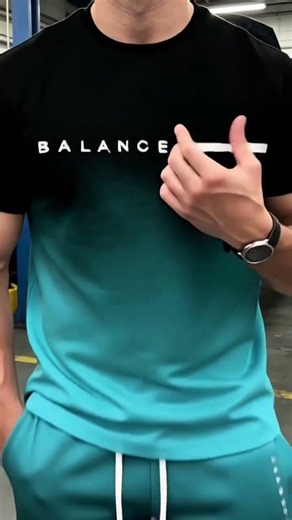 ⚡ Men’s Gradient Short Sleeve Tracksuit 2-Piece Set
