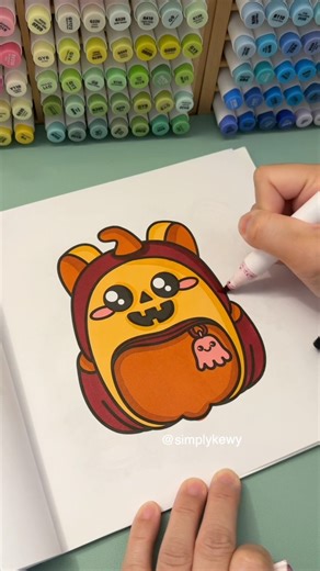 Pumpkin backpack coloring asmr | Simply Halloween colouring book (available on Amazon and Etsy)