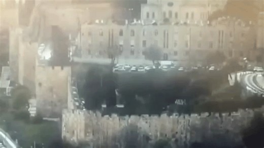 CCTV Shows Missile Fragment Exploding in Jerusalem's Old City