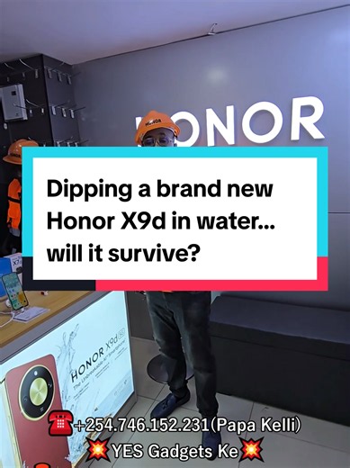 We dipped the brand new Honor X9d completely in water to see if it survives! 😱💦 Is this the most durable smartphone in Kenya right now? Watch the full submersion test live at YES Gadgets Ke! Pull up to HH Towers, 5th Floor, Shop 505, Moi Avenue, Nairobi or call Papa Kelli at 254.746.152.231 to grab a device that can actually handle the elements! 🛍️🇰🇪 #yesgadgetske #honorx9d #waterprooftest #techkenya #durabilitytest