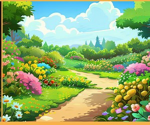ArtStation - 303 cartoon colorful garden. | Artworks