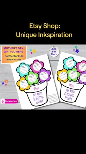 SHOP: https://uniqueinkspiration.etsy.com/listing/1708024565 Mother's Day Flowers, Gift for Mom, Personalized Gift, Celebrate Mom, Questionnaire about Mom, Flower Pot Design, Digital Download/Printable Mother's Day Flower Pot - Printable Questionnaire for Kids: Celebrate Mother's Day with a personalized gift from your kid(s) with our Mother's Day Flower Pot digital download! This printable features a charming flower pot with five vibrant flowers, each containing a special question for kids to an