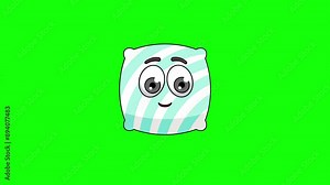 pillow cartoon character with a saluting face, emoji emoticon animation