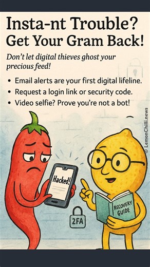 🔐 Instagram Hacked? Here’s How to Get Your Account Back • If your Instagram account gets hacked, don’t panic — recovery is possible through official support. • Use the ‘My account was hacked’ option on the login screen and verify via email or phone. • Enable two-factor authentication (2FA) to keep future hackers out for good. #lemonchillinews #InstagramSecurity #CyberSafety #TechTips #AccountRecovery (keywords: Instagram hacked, account recovery guide, two-factor authentication, social media se