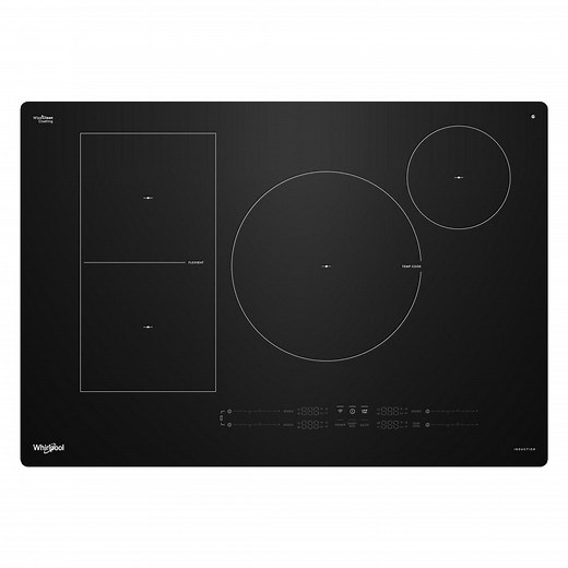Whirlpool 30 in. 4 Elements Glass Top Induction Electric Cooktop with Temp Cook Technology and WipeClean Coating WCIT7530SB