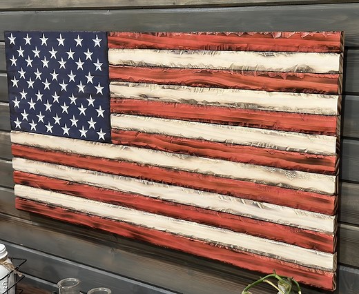 Rustic Handmade, Rustic American Flag, Rustic Flag Wall Decor, Distressed American Flag, Rustic Wood Flag, Burnt, Rustic, Rustic Decor, 4th - Etsy