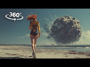 360° Asteroid Apophis falls 2029: meteor shower in the office and beach VR 360 Video