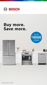 1.5K views | Get up to $4000 back on Bosch appliances. Buy more, save more. See details online. Offer valid 7/10/25-12/31/25. | Bosch Home | Facebook