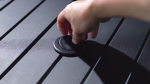 Brown Outdoor Dining Table 82" Patio Table with Umbrella Hole for 8-10 Rectangle Dining Table with Aluminum Frame and Waterproof Wood-Like Tabletop for Lawn Backyard Garden Poolside