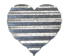 Heart Corrugated Galvanized Metal Wall Decor Accent for Hanging by Sunny Berry Co (Galvanized Metal),Silver