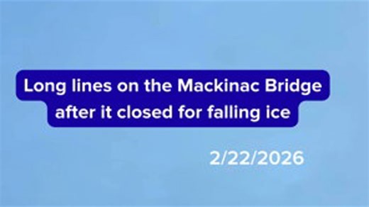 Check out the long lines on the Mackinac Bridge after it closed for falling ice