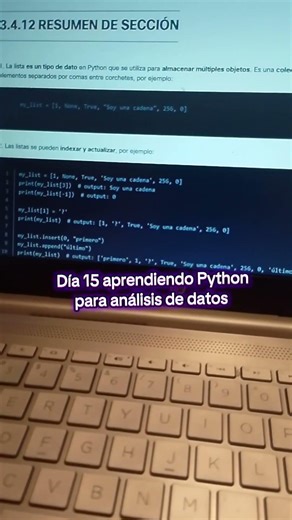 Dia 15 aprendiendo Python para análisis de datos 😀😌#vlogs #python #analisisdedatos #programacion