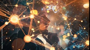 Connected Mind: A futuristic depiction of a person immersed in a network of glowing connections, representing the power of interconnectedness, innovation, and the boundless potential of the human mind