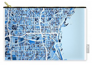 Milwaukee Wisconsin City Map #8 Zip Pouch by Michael Tompsett