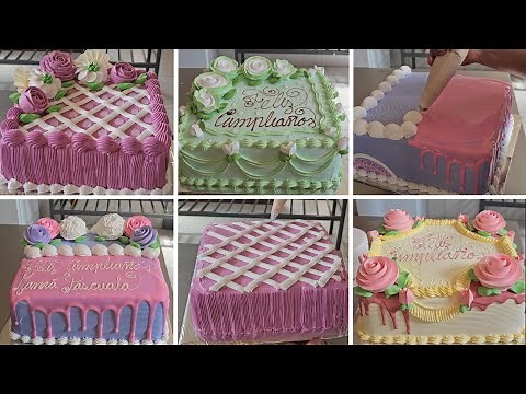 10 Ideas increíbles para decorar pasteles cuadrados con rosas en crema chantilly