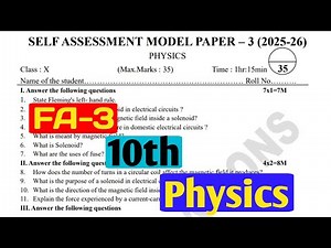 AP FA3 Class 10 physics Model Paper 2025-26 |physics Important Questions with Answers|mdp2