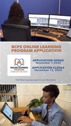 💻 The BCPS Online Learning Program is accepting applications from families interested in enrolling for the 2026-27 school year now through Friday, December 12. The program is open to students entering grades 5-12. Learn more at elearning.bcps.org | Baltimore County Public Schools