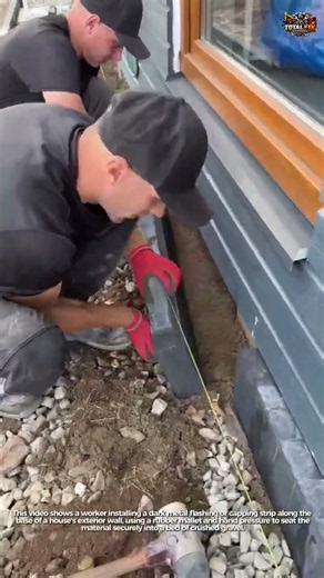 Positioning a Metal Foundation Flashing Strip Along a House Perimeter