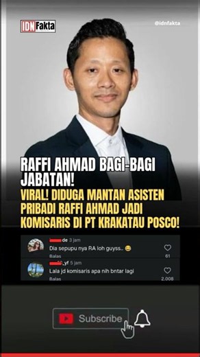 asisten raffi ahmad jadi Komisaris 😲