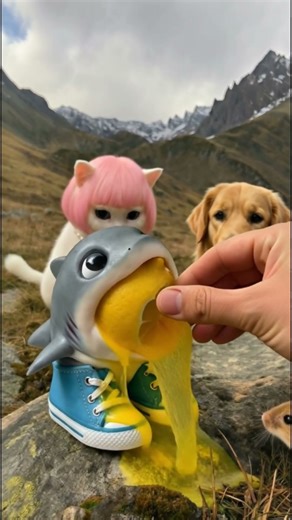 😸 Cat and Baby Shark ASMR FOOD challenge😸eating sounds🎧 | #shorts #asmr #cat #tralalerito