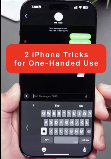 Two Easy iPhone Tricks for One-Handed Use #iPhoneTips #OneHandedTyping #Apple #Hacks #iOS