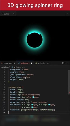 3D glowing spinner ring using HTML and CSS