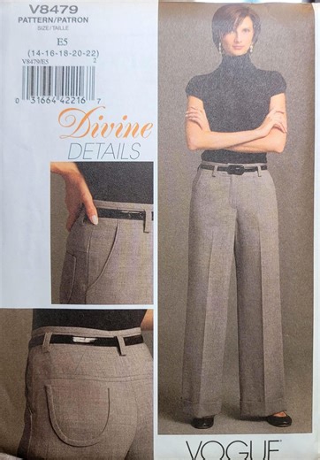 Vintage Vogue V8479 Sewing Pattern – Tailored Wide Leg Trousers, Modern Classic, Size 14–22 UNCUT - Etsy Canada