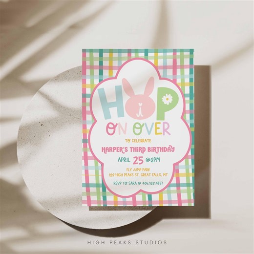 Colorful Hop on Over Birthday Invitation, Girl Any Age Party Invite Template, Edit in Canva, Hps404p - Etsy