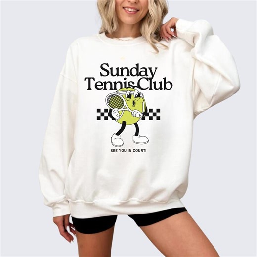 Sunday Tennis Club Retro Tennis Sweatshirt, Vintage Sports Graphic Pullover - Etsy