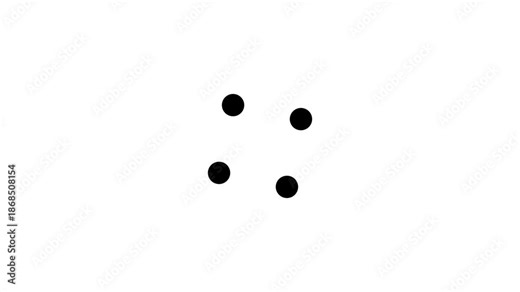 Flat dots animated loading motion graphic with alpha channel. 4 dots loading animation where the two end dots rotate alternately for clean UI