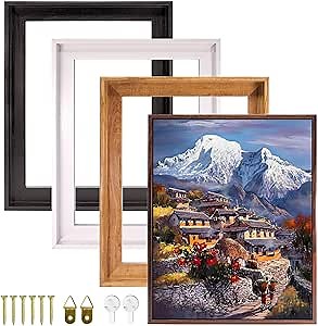 Canvas Floater Frame Fits 1”–1.25”Deep Gallery-Wrapped Canvas, Floating Picture Frame for Wall Art, Posters, Oil Paintings and Prints, PS Wood Grain Look Frames with Hanging kit 24X36 inch White