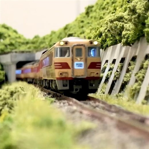 Kiha 181 series powerfully climbing mountain roads #n gauge layout #n gauge model train #diesel r...