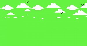 green screen animation of moving clouds and birds for cartoons