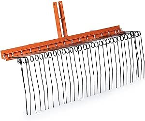 Titan Attachments 3 Point 5 FT Pine Straw Needle Rake, Category 1 Tractors, Coil Spring Tines, Drag-Behind Landscape Rake