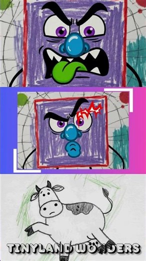 Funny Drawings: Angry Box & Running Cow | Crazy Cartoon